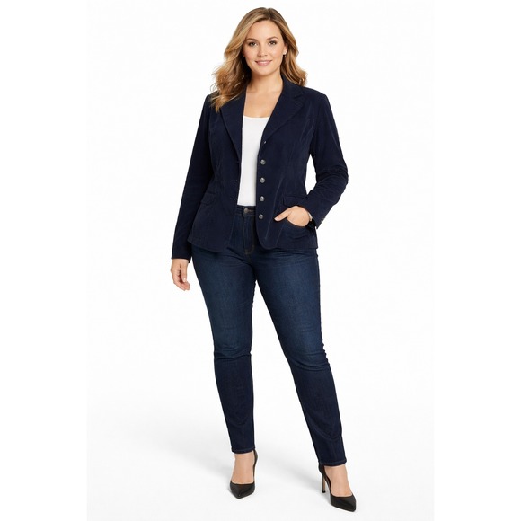 LANE BRYANT Navy Stretch Corduroy Blazer Size 16 NWT Work Jacket - Picture 1 of 7